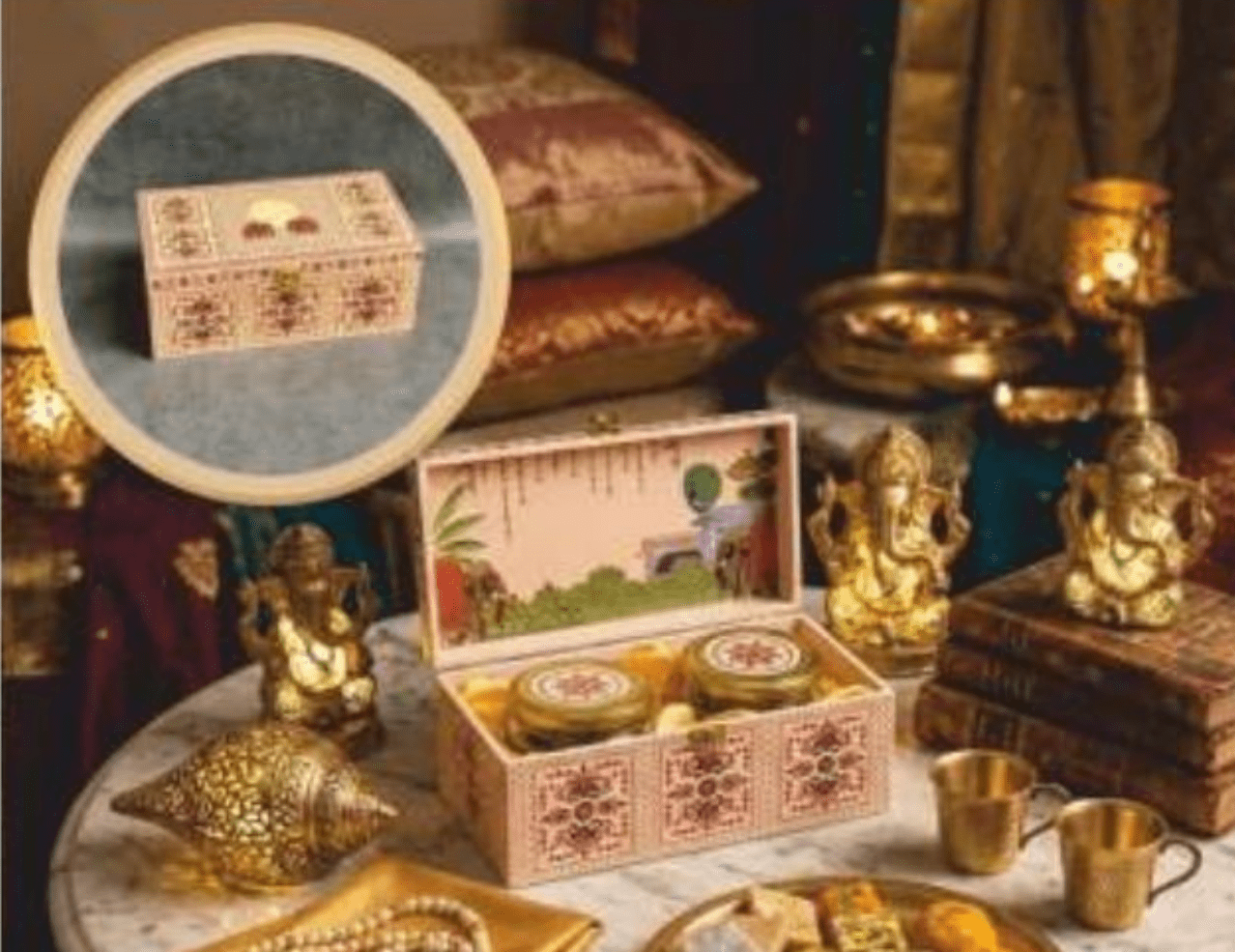 Ivory mandala print 2 jar MDF gift box